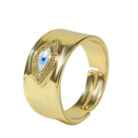 Brass Open Finger Ring, gold color plated, Adjustable & micro pave cubic zirconia & for woman & enamel, gold, 18mm 