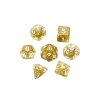 Resin Dice, Carved, 7 pieces & mixed, yellow, 15-20mm 