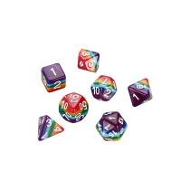 Resin Dice, 7 pieces & mixed, multi-colored, 15-20mm 