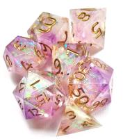 Resin Dice, 7 pieces & mixed, light purple, 15-20mm 