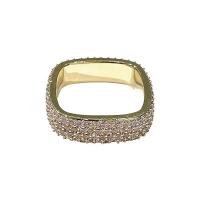 Brass Finger Ring, gold color plated, micro pave cubic zirconia & for woman, 18mm 