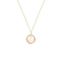 Messing Halskette, mit Kunststoff Perlen, goldfarben plattiert, Micro pave Zirkonia & für Frau & hohl, Länge:ca. 17.59 ZollInch, verkauft von PC