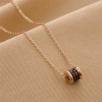 Titanium Steel Jewelry Necklace, with 1.97inch extender chain, Vacuum Ion Plating, fashion jewelry & for woman & with rhinestone Approx 17.72 Inch 
