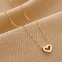 Titanium Steel Jewelry Necklace, with Shell, with 1.97inch extender chain, Heart, Vacuum Ion Plating, fashion jewelry & for woman, golden Approx 17.72 Inch 