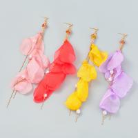 Plastic Pearl Zinc Alloy Earring, with ABS Plastic Pearl & Cloth, plated, fashion jewelry & for woman 