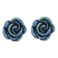 Boucle d'oreille résine zinc alliage, alliage de zinc, avec résine & Acrylique, Rose, bijoux de mode & pour femme, bleu Vendu par paire