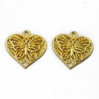 Zinc Alloy Heart Pendants, gold color plated, Unisex & hollow, golden 