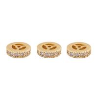Brass Spacer Beads, Flat Round, gold color plated, DIY & micro pave cubic zirconia, gold 