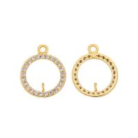 Brass Jewelry Bails, Round, gold color plated, DIY & micro pave cubic zirconia, gold, 13mm 