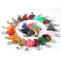 Gemstone Brass Pendants, with Brass, silver color plated mixed colors, 10-20mm 