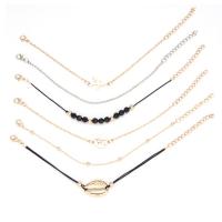 alliage de zinc Set de bracelet, avec corde de cire, avec 1.97inch chaînes de rallonge, Placage de couleur d'or, 6 pièces & bijoux de mode & unisexe Environ 7.28 pouce, Vendu par fixé