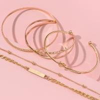 Zinc Alloy Bracelet Set, bangle & bracelet, gold color plated, 5 pieces & Unisex, golden 