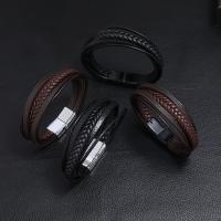 PU Leather Cord Bracelets, with Zinc Alloy, fashion jewelry & multilayer & Unisex Approx 8.07 Inch 