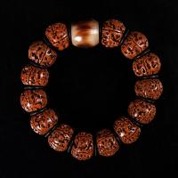 Rudraksha Buddhist Beads Bracelet, with Ox Bone & Coco, Unisex, 16-17mm, Approx 