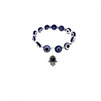 Evil Eye Jewelry Bracelet, Resin, with Copper Coated Plastic, Hamsa, silver color plated, fashion jewelry & for woman 10mm Approx 19 cm 