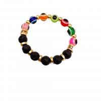 Evil Eye Jewelry Bracelet, Lava, with Resin & Copper Coated Plastic, gold color plated, fashion jewelry 10mm Approx 19 cm 