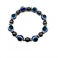 Evil Eye Jewelry Bracelet, Resin, with Non Magnetic Hematite & Copper Coated Plastic, silver color plated, fashion jewelry 10mm,8mm Approx 19 cm 