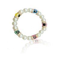 Evil Eye Jewelry Bracelet, Resin, with Lava & Plastic Pearl & Zinc Alloy, gold color plated, fashion jewelry 10mm Approx 20 cm 