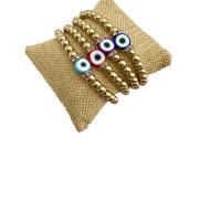 Evil Eye Jewelry Bracelet, Zinc Alloy, with Polymer Clay, Round, gold color plated, fashion jewelry & for woman Approx 19 cm 