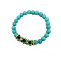 Evil Eye Jewelry Bracelet, Natural Turquoise, with Resin & Zinc Alloy, Round, gold color plated, fashion jewelry & for woman 10mm,8mm Approx 19 cm 