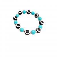 Evil Eye Jewelry Bracelet, Resin, with Natural Turquoise & Copper Coated Plastic, Round, plated, fashion jewelry & for woman 10mm,8mm,4-6mm Approx 19.5 cm 
