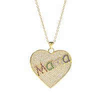 Cubic Zircon Micro Pave Brass Necklace, Heart, gold color plated, micro pave cubic zirconia & for woman Approx 17.7 Inch 