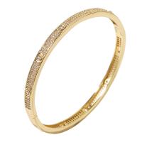 Brass Bangle, high quality gold color plated, micro pave cubic zirconia & for woman, 60mm 
