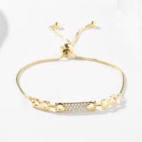 Cúbicos Circonia pulsera Latón de Micro pavimenta, metal, chapado en color dorado, micro arcilla de zirconia cúbica & para mujer & hueco, 220mm, Vendido por UD