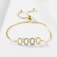 Cubic Zirconia Micro Pave Brass Bracelet, high quality gold color plated, micro pave cubic zirconia & for woman & hollow, gold, 220mm 