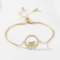 Cúbicos Circonia pulsera Latón de Micro pavimenta, metal, chapado en color dorado, micro arcilla de zirconia cúbica & para mujer & hueco, dorado, 220mm, Vendido por UD