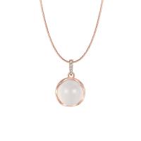 Sterling Silver Jewelry Necklace, 925 Sterling Silver, with White Chalcedony, gold color plated, for woman, rose gold color Approx 17.7 Inch 