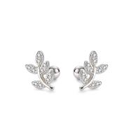 Sterling Silver Cubic Zirconia Earring, 925 Sterling Silver, Branch, silver color plated, for woman & with cubic zirconia 
