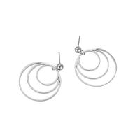 Stainless Steel Drop Earring, 304 Stainless Steel, Donut, Vacuum Ion Plating, for woman & hollow 