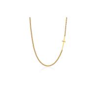 Sterling Silver Jewelry Necklace, 925 Sterling Silver, Cross, 18K gold plated, fashion jewelry & for woman Approx 15 Inch 