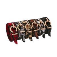 PU Leather Cord Bracelets, Synthetic Leather, with Zinc Alloy, printing, Adjustable & dyed & for woman & leopard pattern 