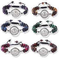 Bracelets en pierres oeil de tigre, avec cordon de polyester, Réglable & unisexe, plus de couleurs à choisir, 270mm Environ 10.62 pouce, Vendu par PC