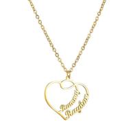 Stainless Steel Jewelry Necklace, 304 Stainless Steel, with 1.97inch extender chain, Heart, Vacuum Ion Plating, Each custom text must be less than 10 letters & fashion jewelry & for woman, golden Approx 17.72 Inch 