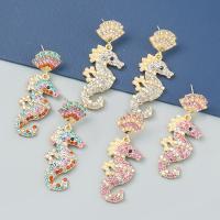 Zinc Alloy Rhinestone Drop Earring, Seahorse, fashion jewelry & for woman & with rhinestone 