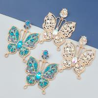 Zinc Alloy Rhinestone Drop Earring, Butterfly, fashion jewelry & for woman & with rhinestone 