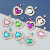 Acrylic Drop Earring, Zinc Alloy, Heart, fashion jewelry & for woman & with glass rhinestone & with rhinestone 