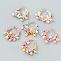 Plastic Pearl Zinc Alloy Earring, with Seedbead & ABS Plastic Pearl, fashion jewelry & for woman 