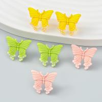 Plastic Pearl Zinc Alloy Earring, with ABS Plastic Pearl, Butterfly, painted, fashion jewelry & for woman 