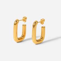 Titanium Steel Stud Earring, Vacuum Ion Plating, fashion jewelry & for woman, gold, 24.5mm 