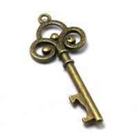 Zinc Alloy Key Pendants, antique bronze color plated, vintage & Unisex 