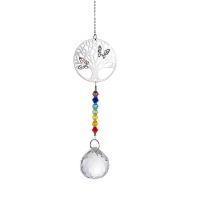 Hanging Ornaments, Crystal, with Iron, Tree, silver color plated, faceted & hollow 330-360mm 