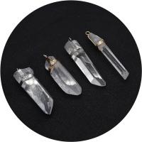 quartz clair Pendentif, avec laiton, Irrégulière, Placage, envoyé au hasard & DIY, couleurs mélangées, 10x30- Vendu par sac