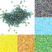 Opaque Lustrous Glass Seed Beads, Round, colorful plated, DIY 