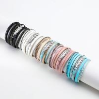 PU Leather Cord Bracelets, with Zinc Alloy, multilayer & for woman & with rhinestone 32mm,48mm Approx 7.67 Inch 