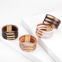 PU Leather Cord Bracelets, with Brass, multilayer & for woman 30mm Approx 7.72 Inch 