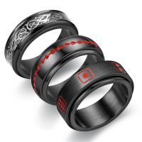 Titanium Steel Finger Ring, polished  & for man, black 